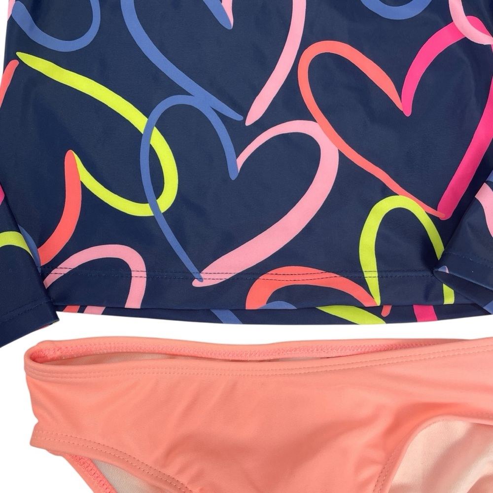Carters Girls 2 Piece Rashguard Swimsuit Set Hearts Size 7 - Picture 2 of 5